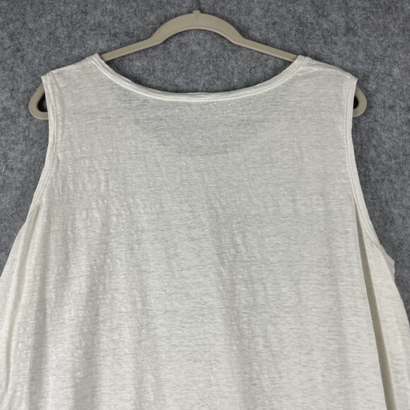 Eileen Fisher Linen Top Womens 1X White Asymmetrical Beachy Lagenlook Coastal - Picture 11 of 13